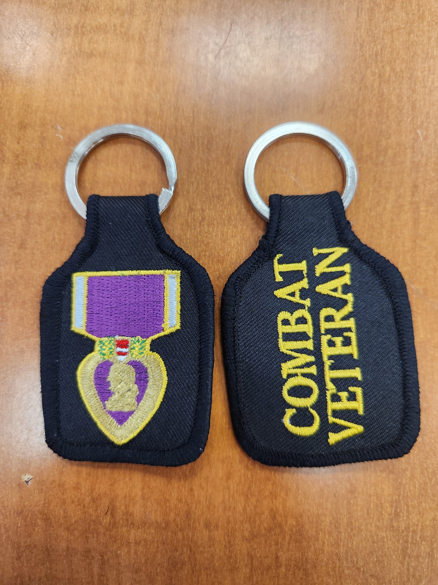 Purple heart embroidered keychain