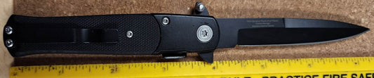 4" BLACK G10 STILLETTO TYPE FOLDING KNIFE