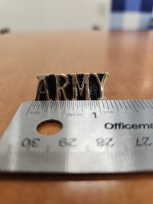 Army text lapel pin