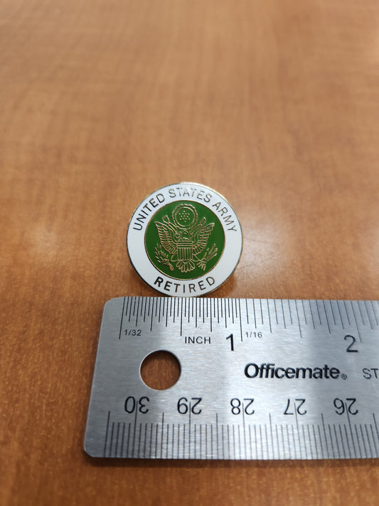 United States army retired circle lapel pin
