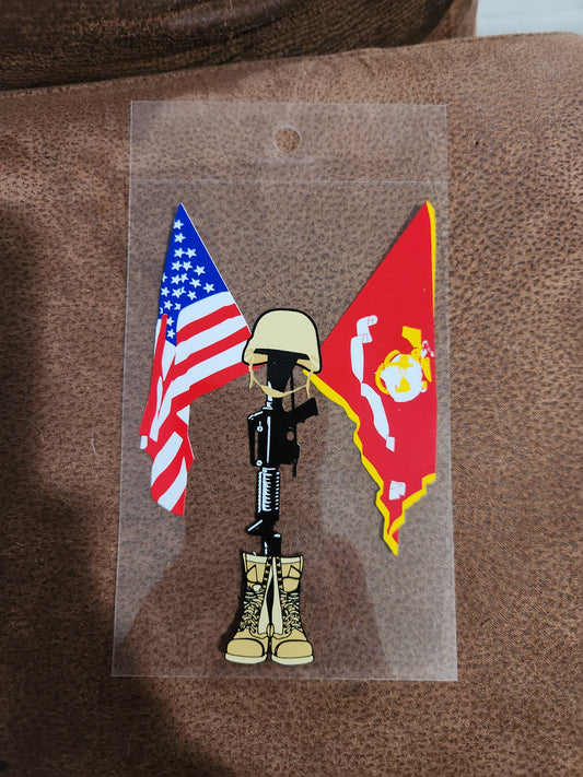 Marine cross flags and boots