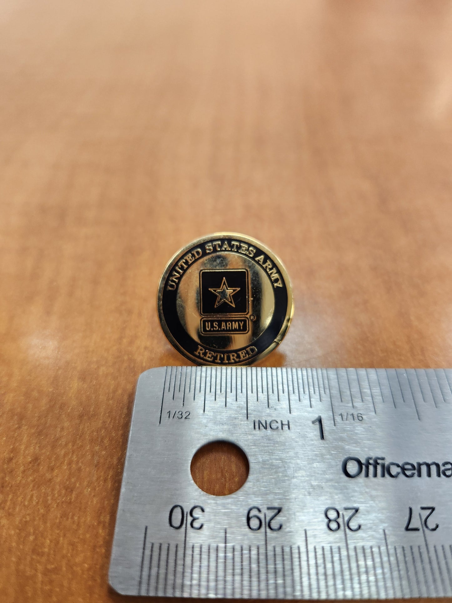 United States army retired circle gold lapel pin